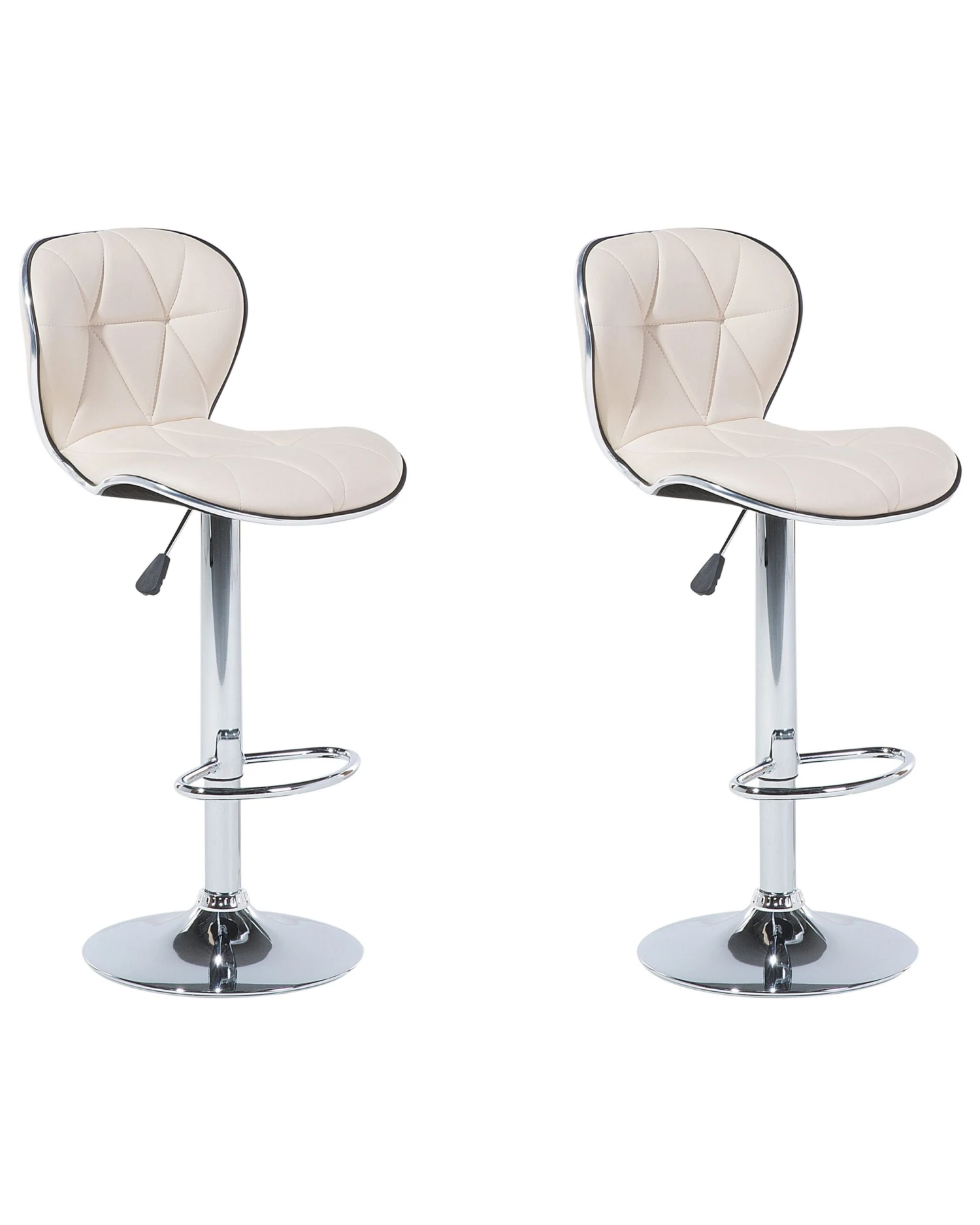 Set Of 2 Faux Leather Swivel Bar Stool Beige VALETTA 1 Set Of 2 Faux Leather Swivel Bar Stool Beige VALETTA