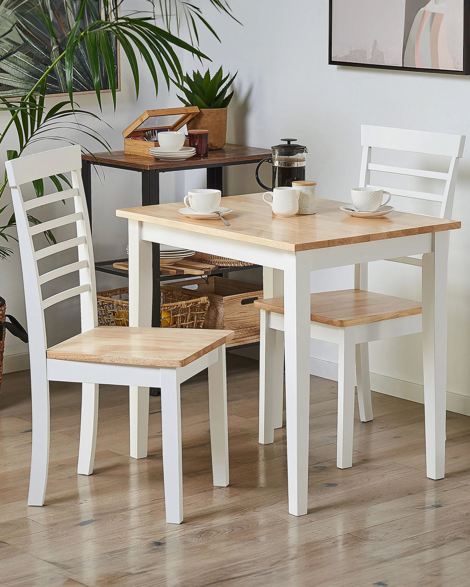 Set Of 2 Dining Chairs Light Wood And White BATTERSBY 2 Set Of 2 Dining Chairs Light Wood And White BATTERSBY - Image 2