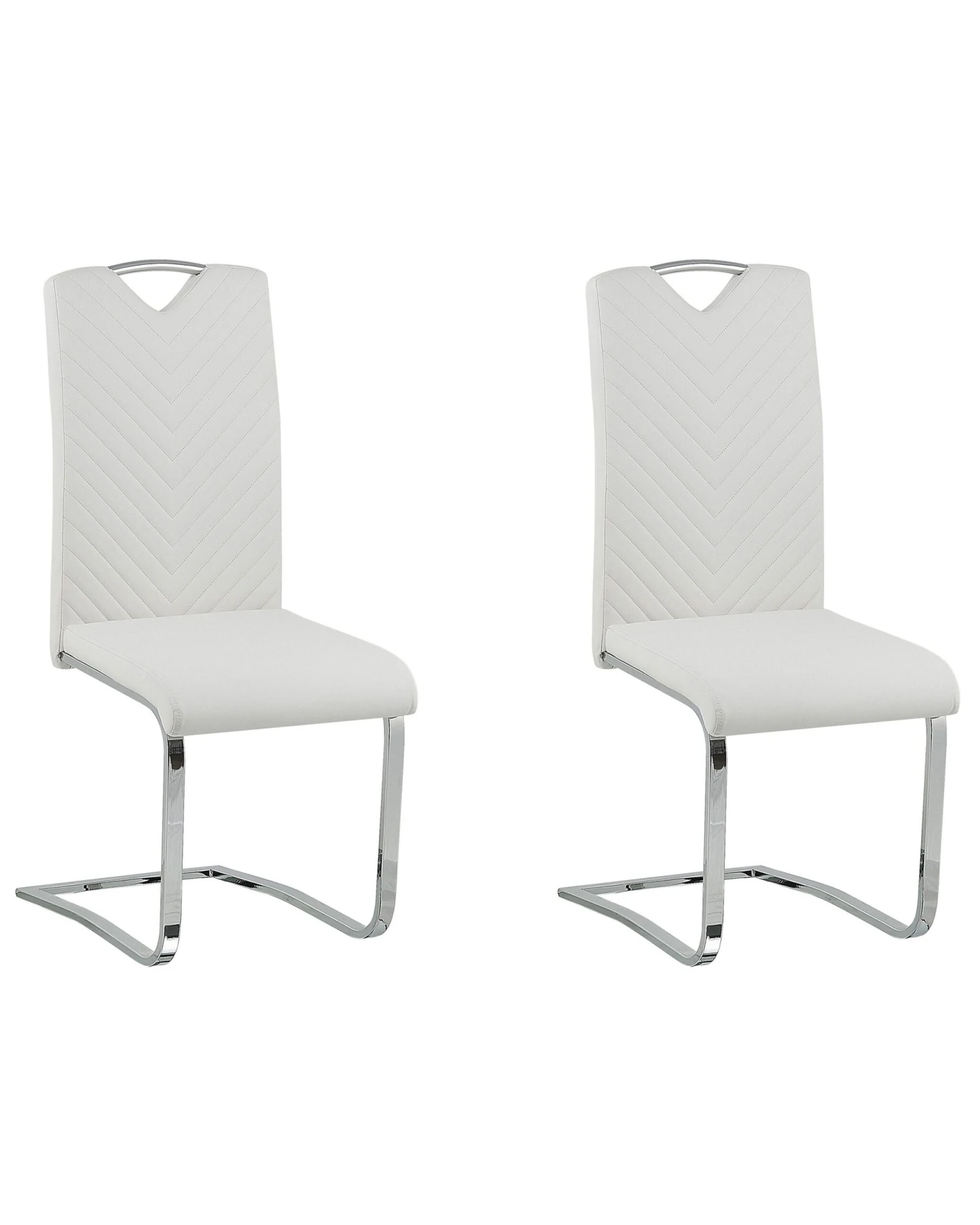 Set Of 2 Faux Leather Dining Chairs Off-White PICKNES 1 Set Of 2 Faux Leather Dining Chairs Off-White PICKNES