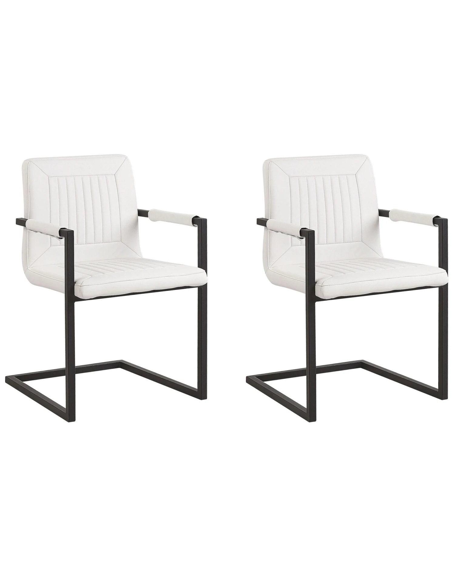 Set Of 2 Faux Leather Dining Chairs Off-White BRANDOL 1 Set Of 2 Faux Leather Dining Chairs Off-White BRANDOL