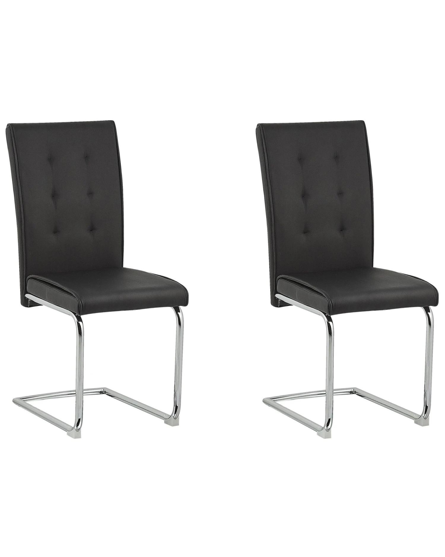 Set Of 2 Faux Leather Dining Chairs Black ROVARD 1 Set Of 2 Faux Leather Dining Chairs Black ROVARD