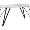 Dining Table 150 X 80 Cm Marble Effect White With Black MOLDEN