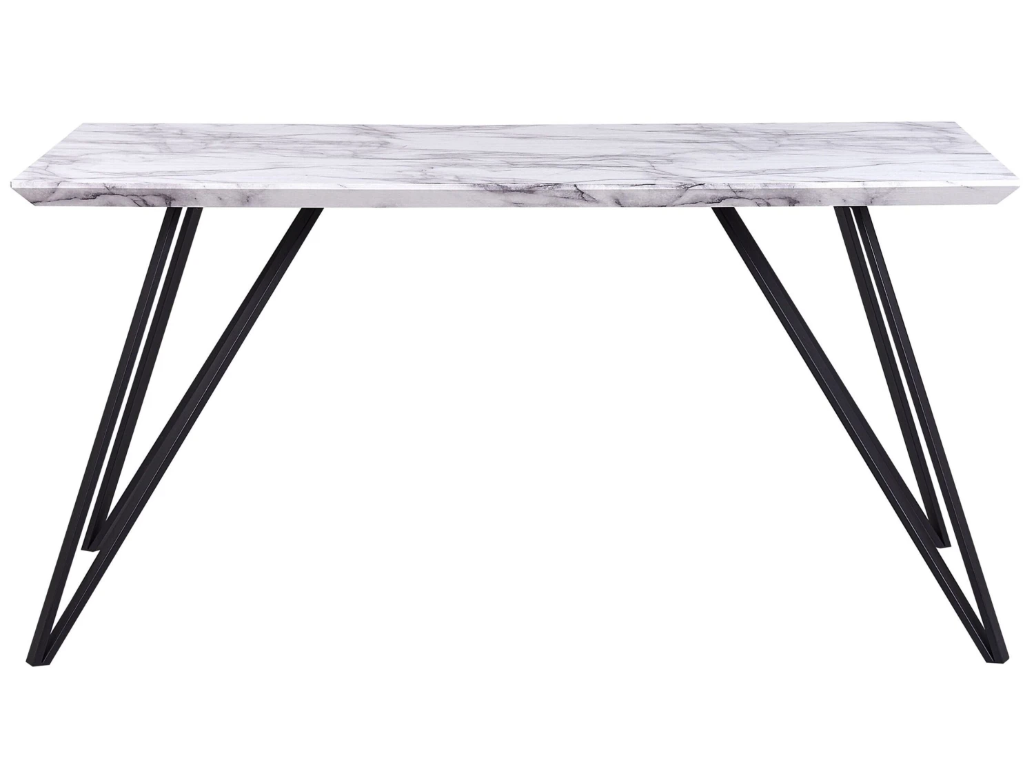 Dining Table 150 X 80 Cm Marble Effect White With Black MOLDEN - Image 3