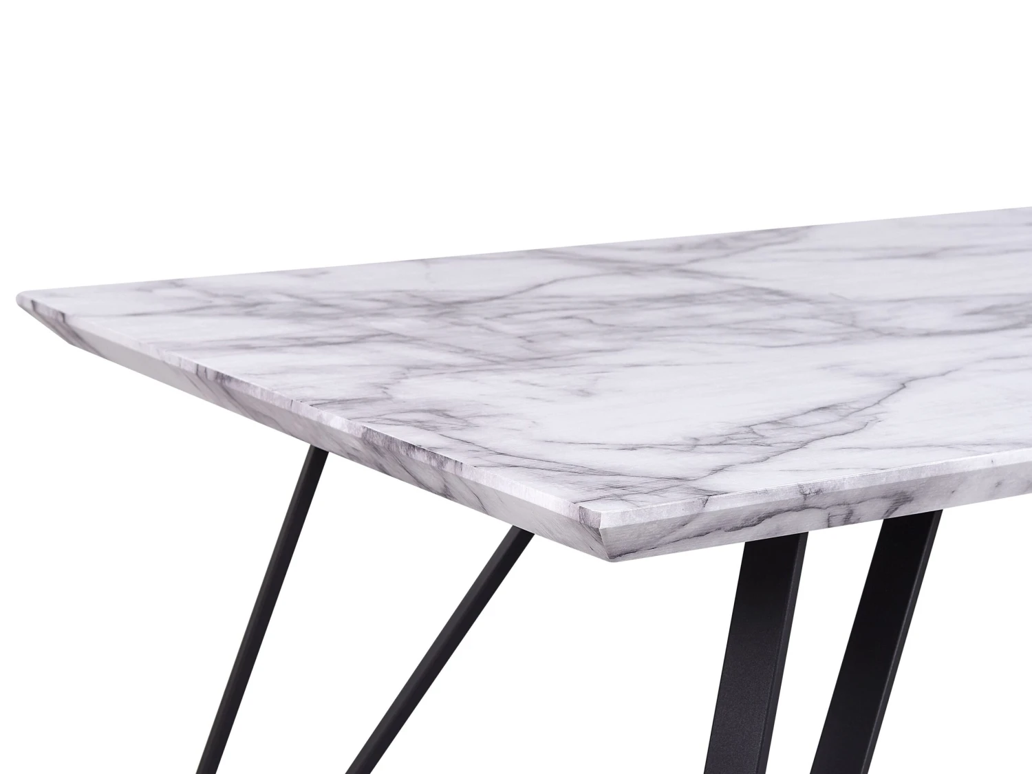 Dining Table 150 X 80 Cm Marble Effect White With Black MOLDEN - Image 4