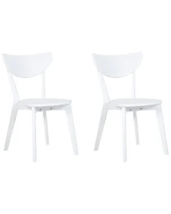 Set Of 2 Wooden Dining Chairs White ROXBY