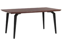 Dining Table 160 X 90 Cm Dark Wood With Black AMARES
