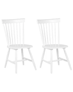 Set Of 2 Wooden Dining Chairs White BURGES