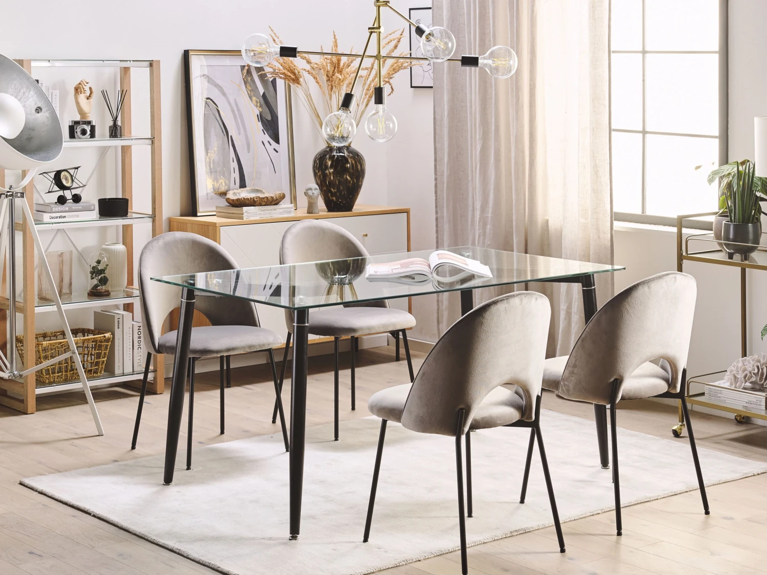 Glass Top Dining Table 150 X 90 Cm Black TOTHAM - Image 2