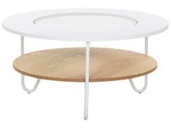 Coffee Table With Shelf White With Light Wood CHICO