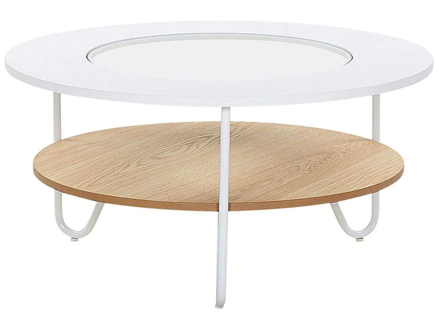 Coffee Table With Shelf White With Light Wood CHICO