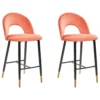 Set Of 2 Velvet Bar Chairs Coral Red FALTON
