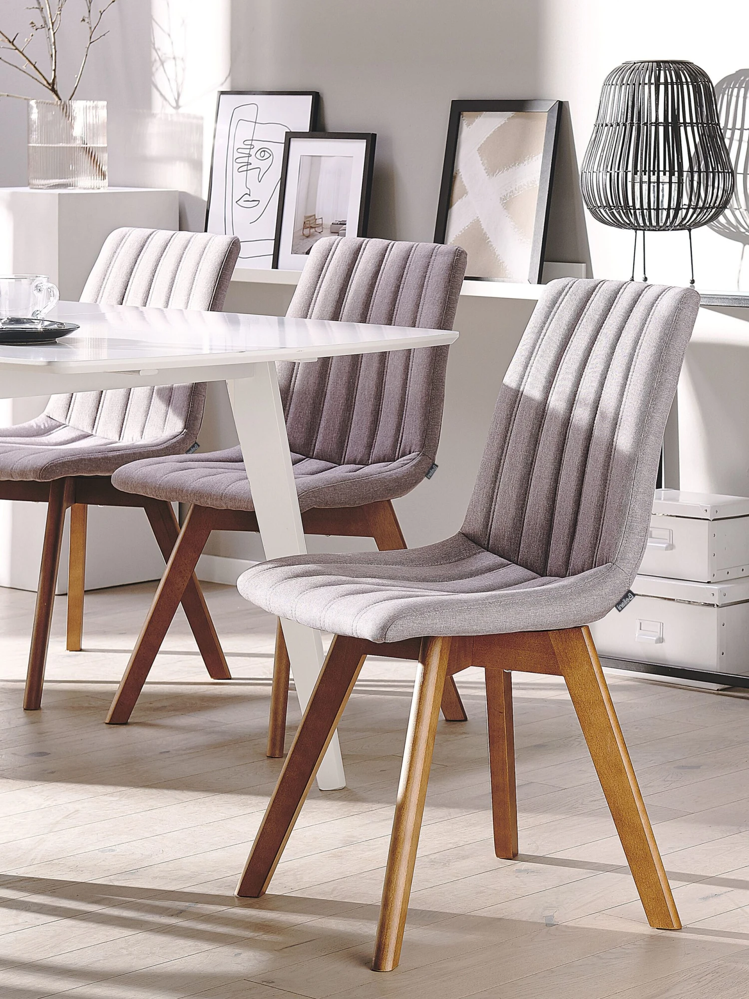 Set Of 2 Fabric Dining Chairs Taupe CALGARY 2 Set Of 2 Fabric Dining Chairs Taupe CALGARY - Image 2