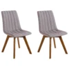 Set Of 2 Fabric Dining Chairs Taupe CALGARY