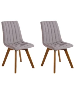 Set Of 2 Fabric Dining Chairs Taupe CALGARY