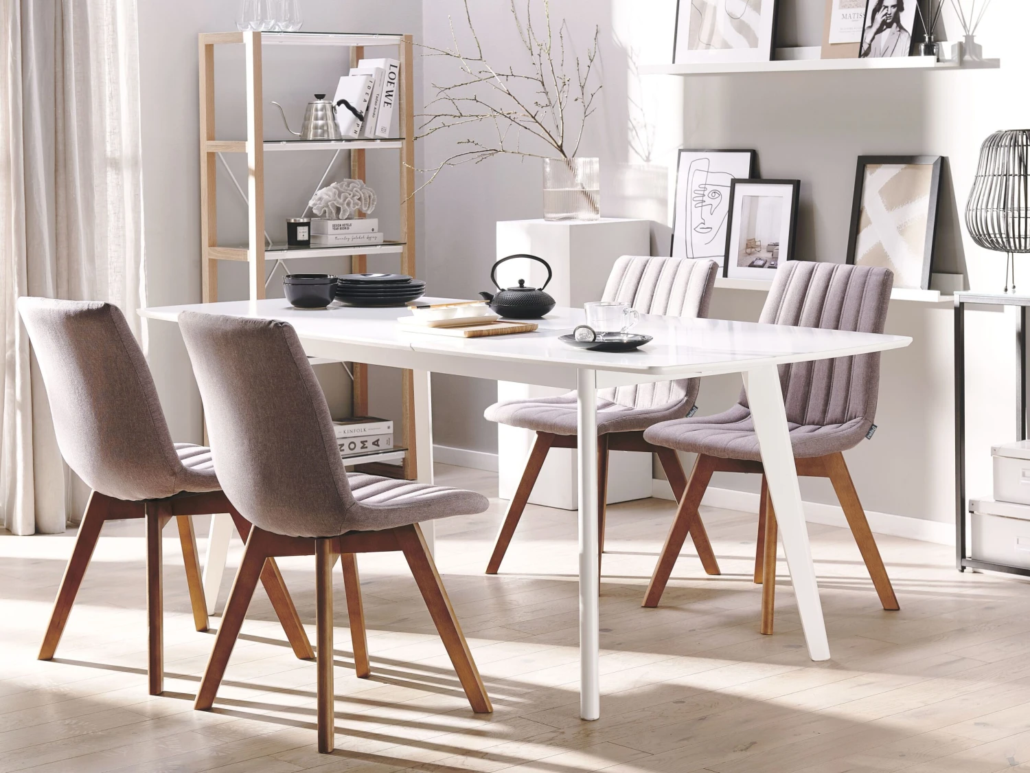 Set Of 2 Fabric Dining Chairs Taupe CALGARY 3 Set Of 2 Fabric Dining Chairs Taupe CALGARY - Image 3