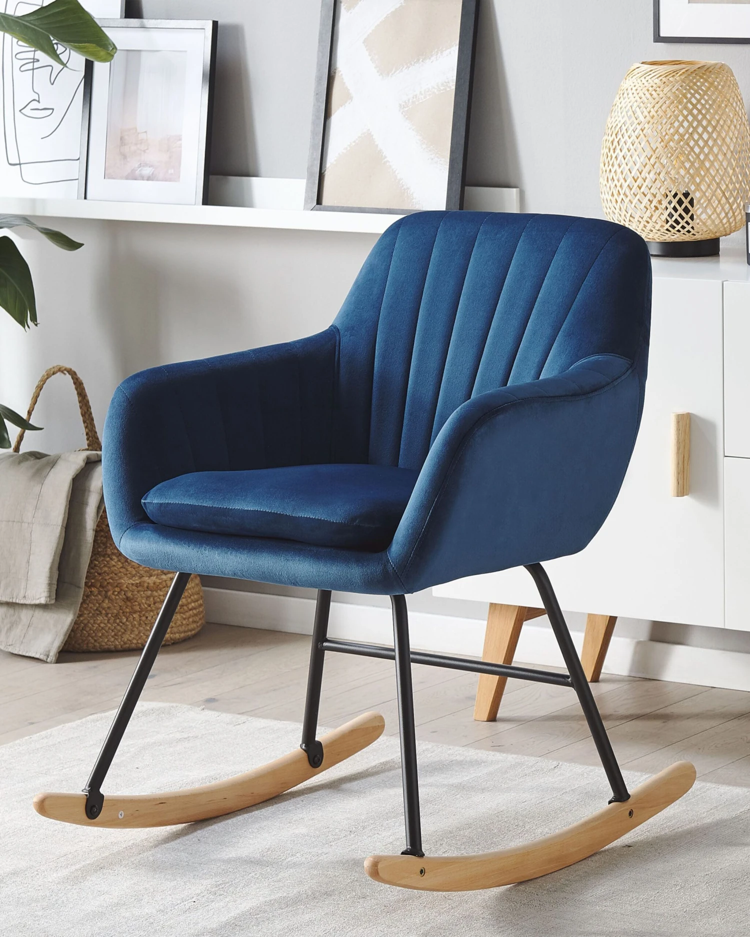 Velvet Rocking Chair Navy Blue LIARUM 2 Velvet Rocking Chair Navy Blue LIARUM - Image 2
