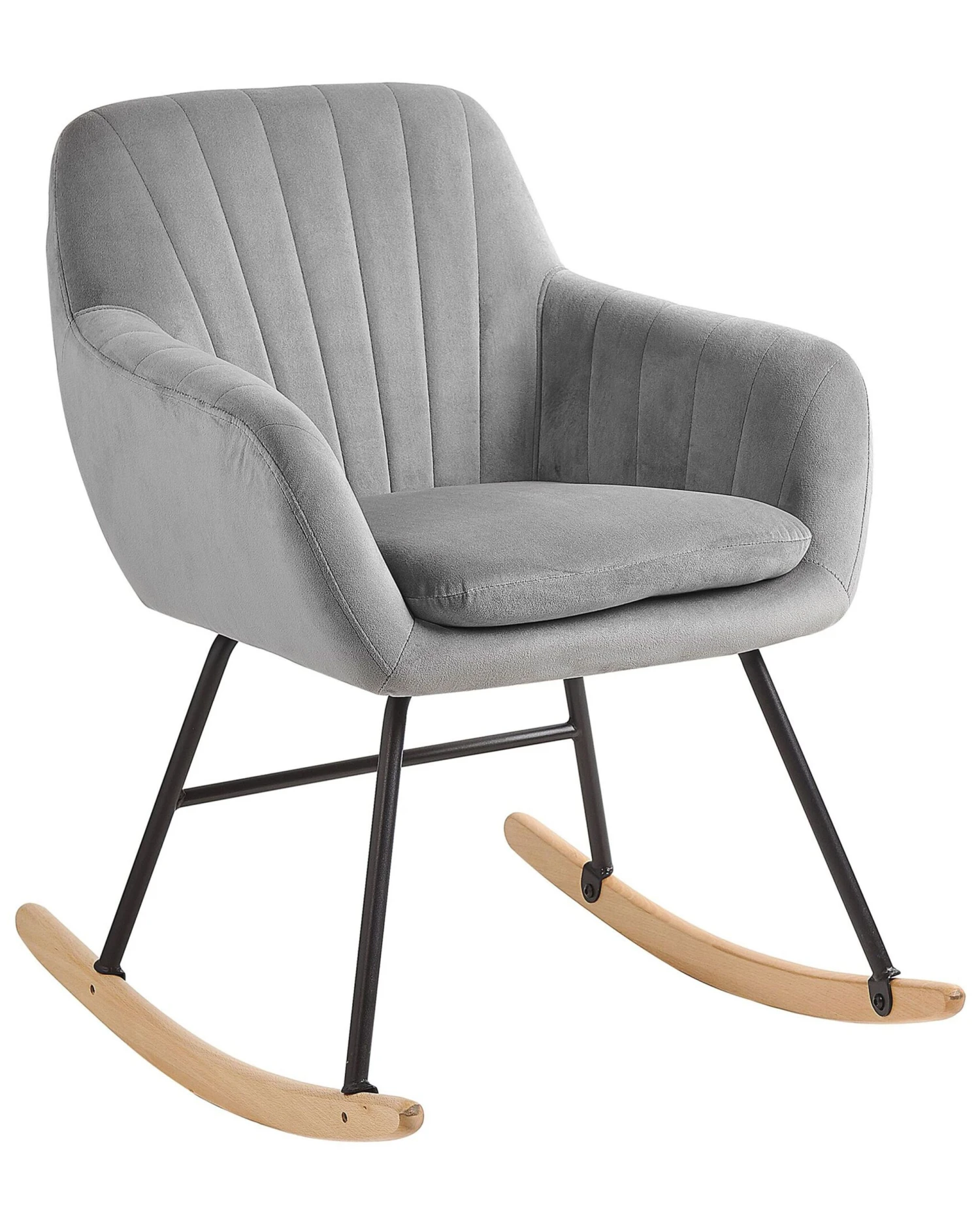 Velvet Rocking Chair Grey LIARUM 1 Velvet Rocking Chair Grey LIARUM