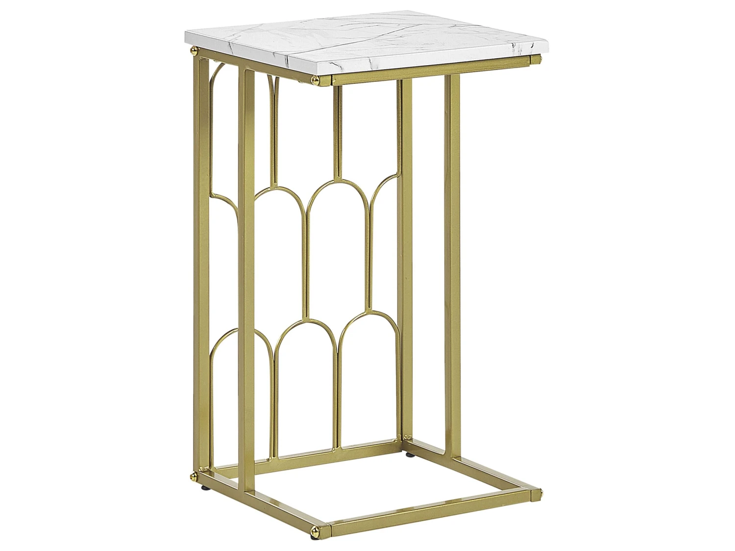 Side Table Marble Effect White With Gold PANDALE