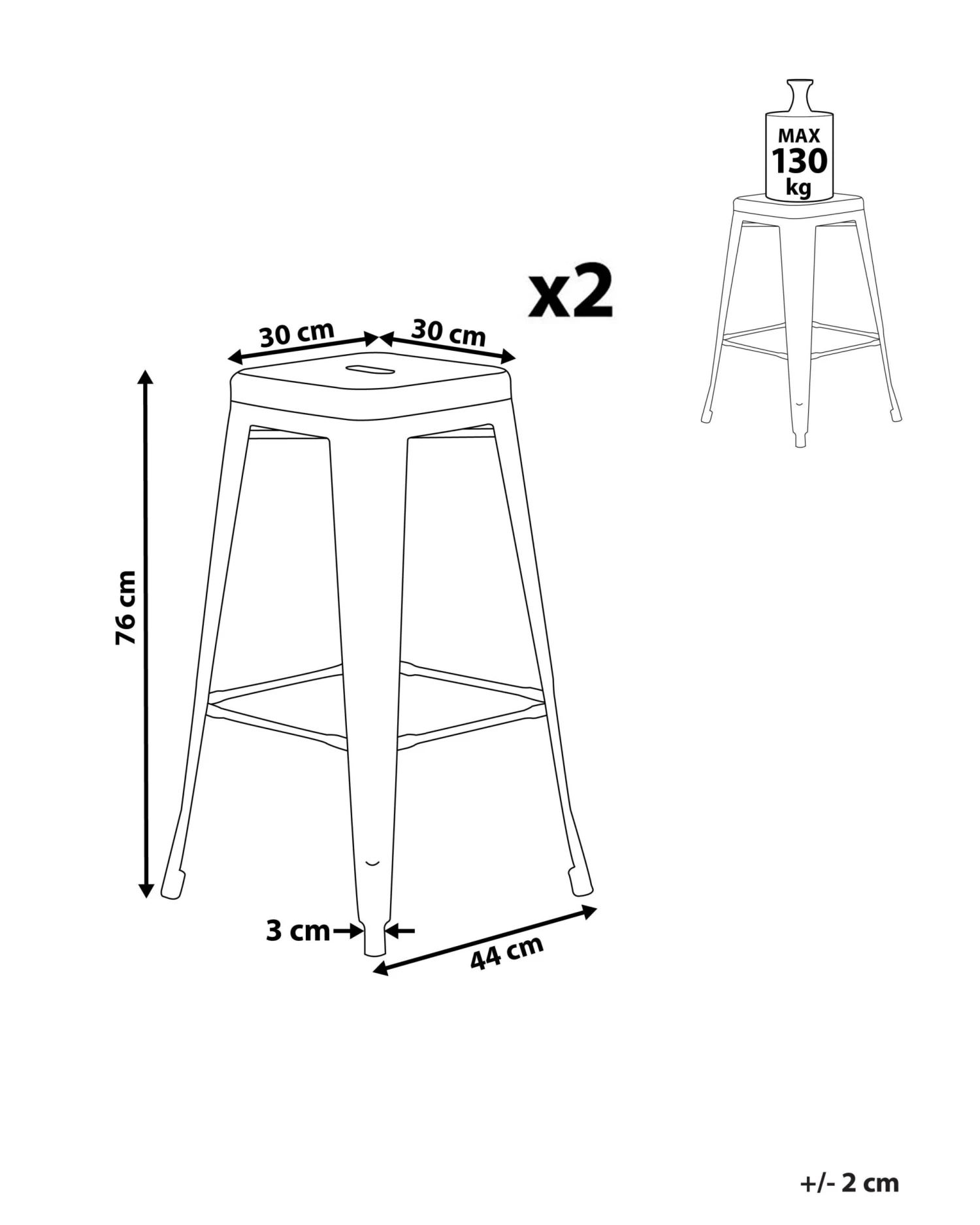 Set Of 2 Metal Stools 76 Cm Red CABRILLO 9 Set Of 2 Metal Stools 76 Cm Red CABRILLO - Image 9