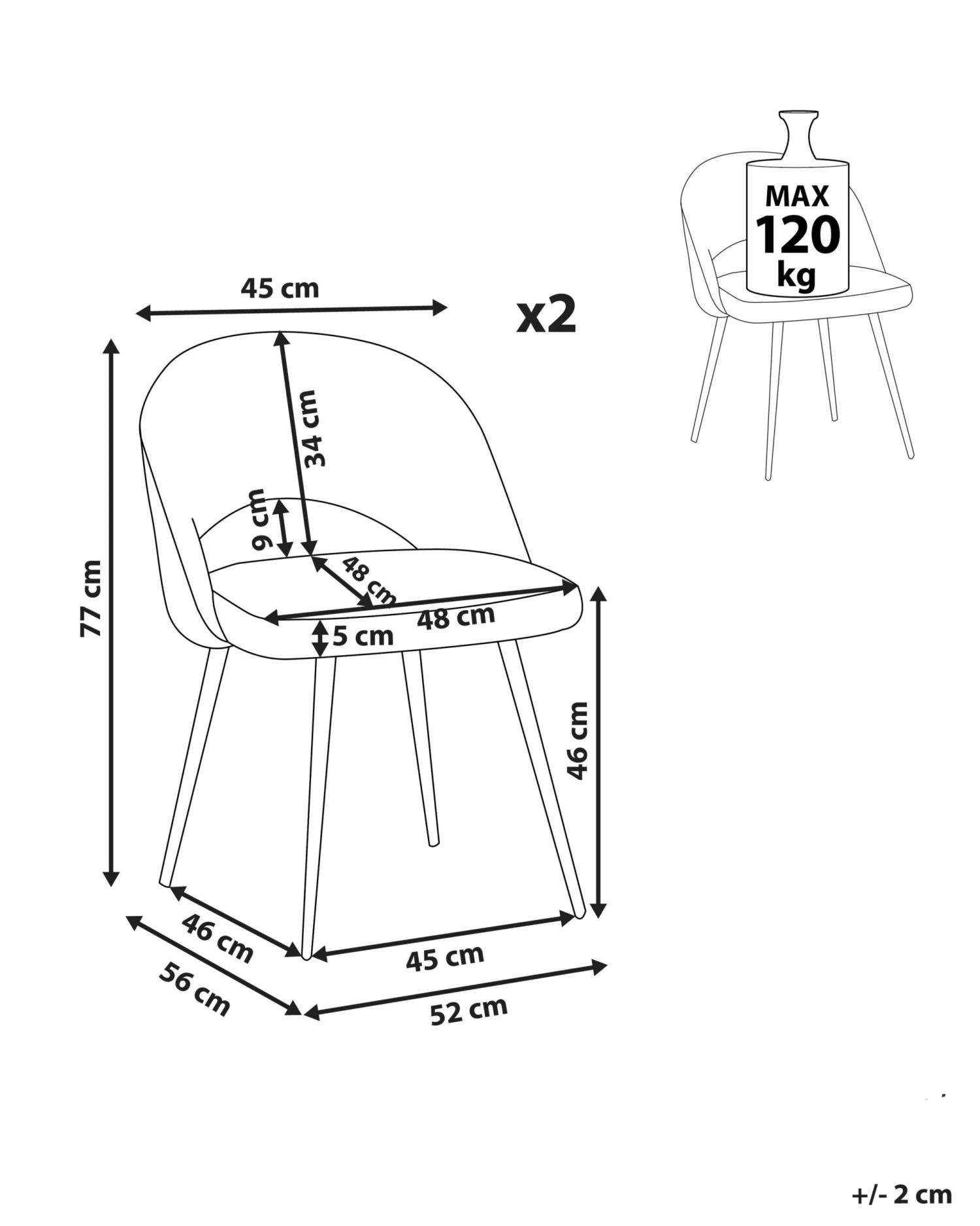 Set Of 2 Velvet Dining Chairs Grey VIVIAN 9 Set Of 2 Velvet Dining Chairs Grey VIVIAN - Image 9