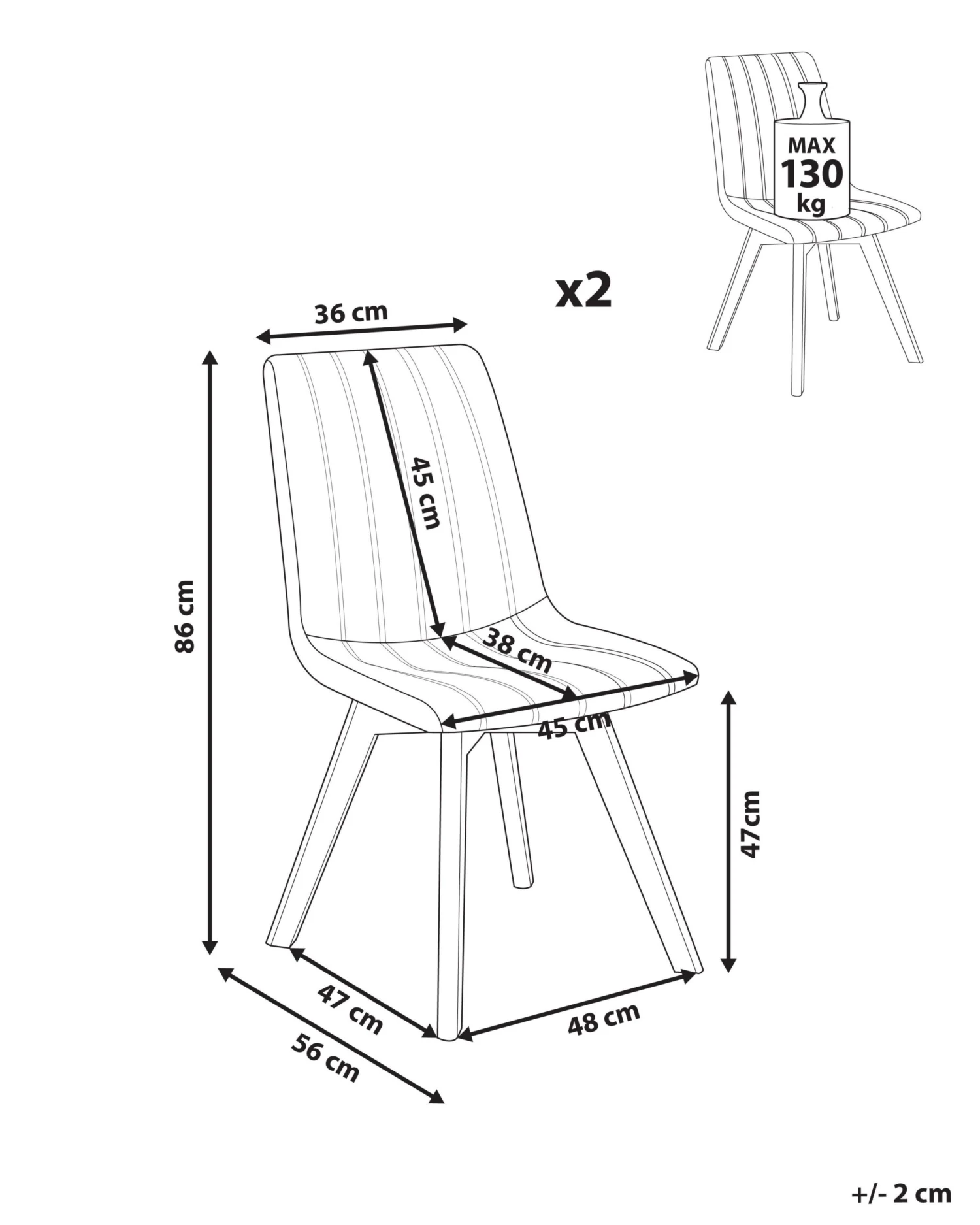 Set Of 2 Fabric Dining Chairs Beige CALGARY - Image 10