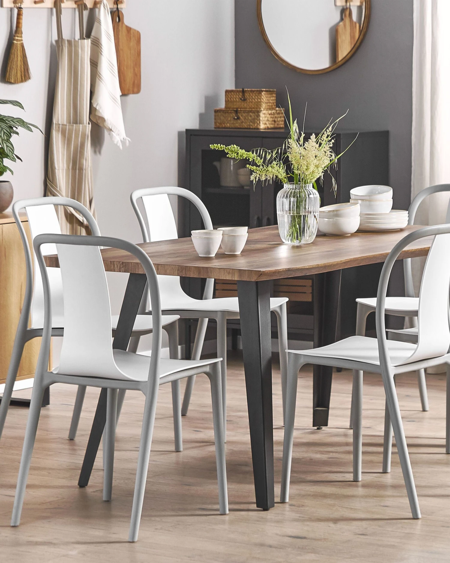 Set Of 6 Garden Chairs White And Grey SPEZIA 4 Set Of 6 Garden Chairs White And Grey SPEZIA - Image 4