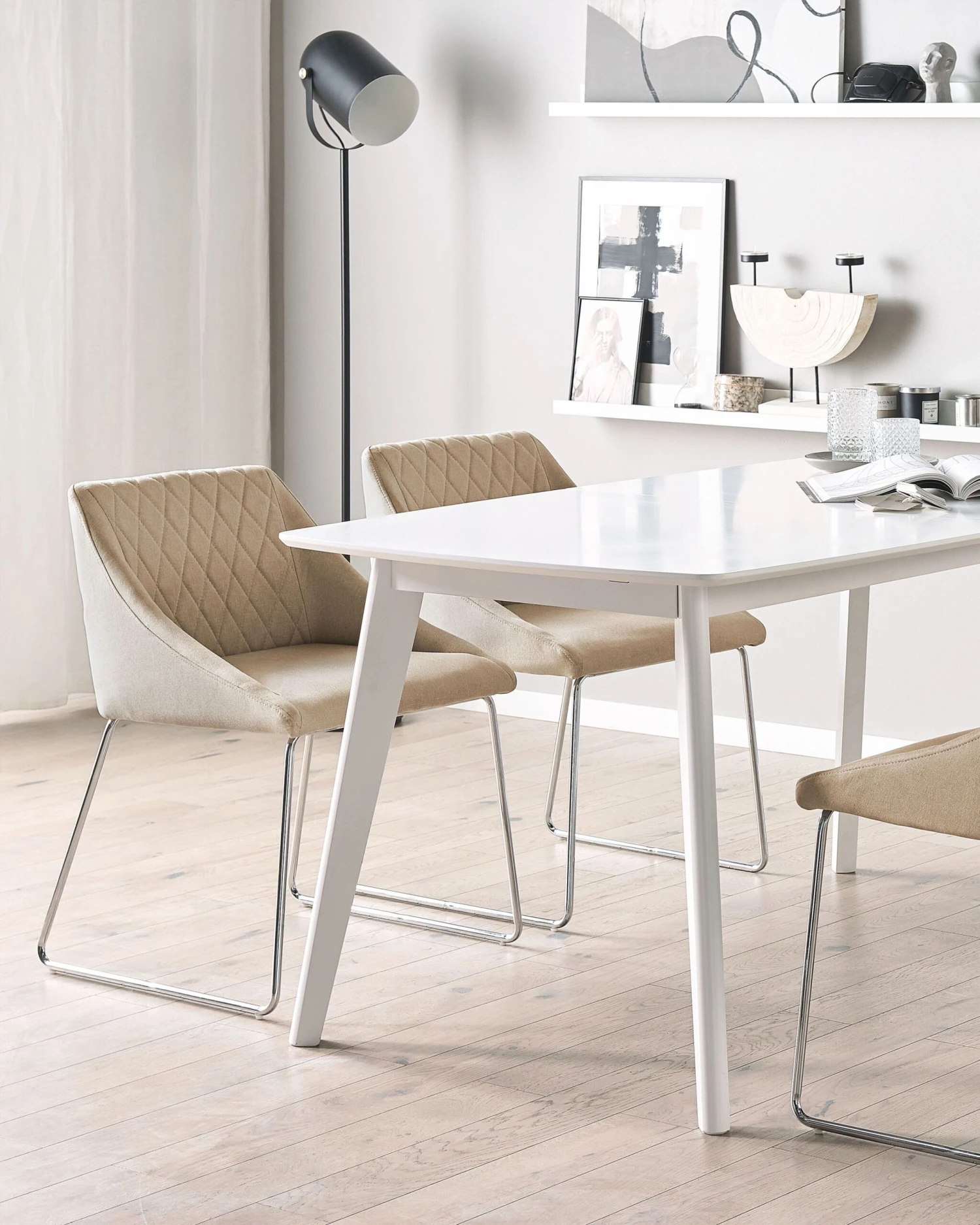 Set Of 2 Fabric Dining Chairs Beige ARCATA - Image 2