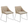 Set Of 2 Fabric Dining Chairs Beige ARCATA