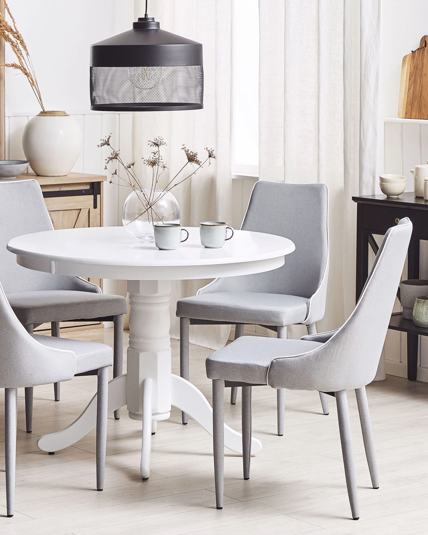 Set Of 2 Fabric Dining Chairs Grey CAMINO 2 Set Of 2 Fabric Dining Chairs Grey CAMINO - Image 2