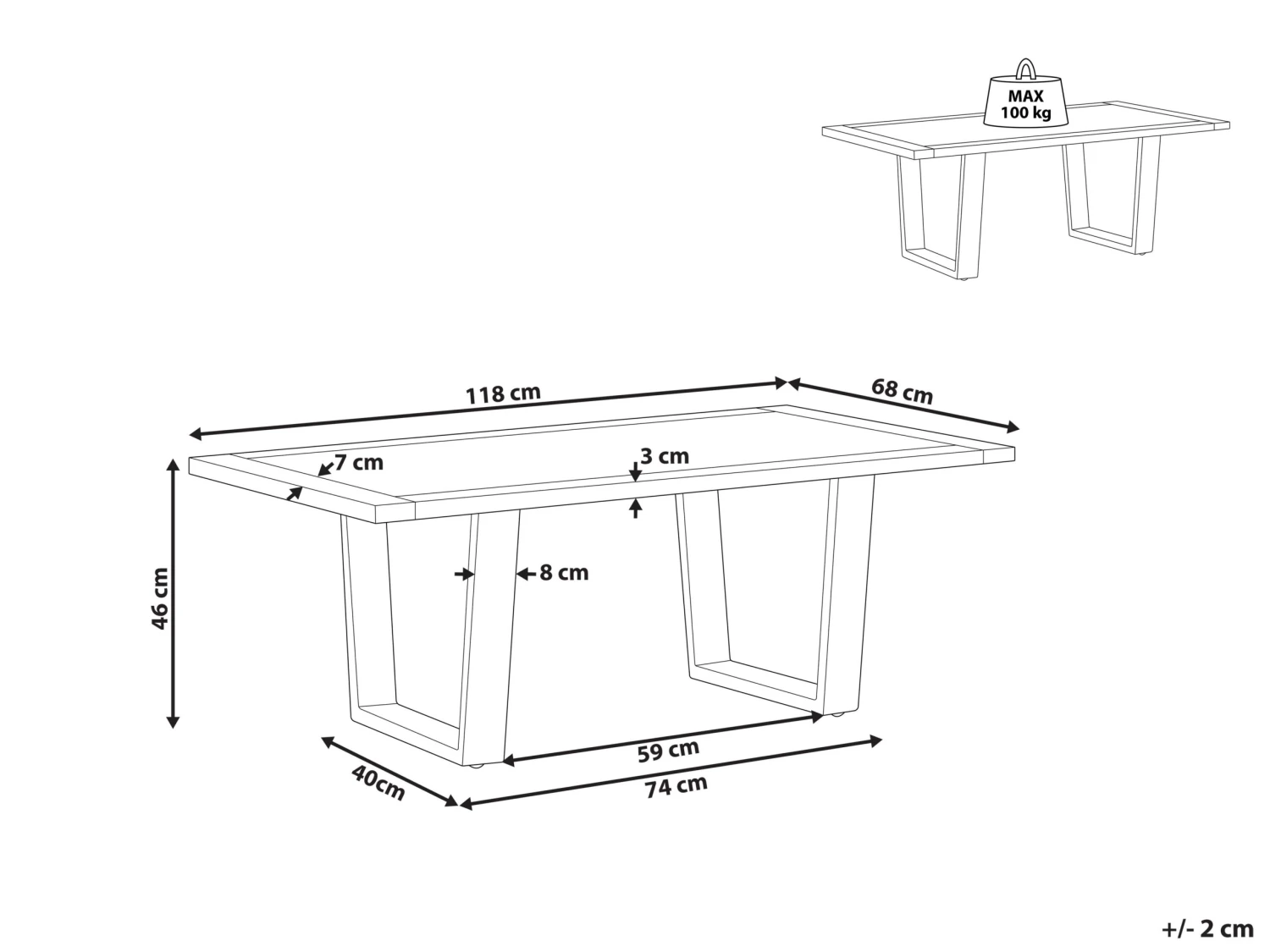 Acacia Coffee Table Light Wood And Black GRENOLA - Image 7