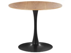 Round Dining Table ⌀ 90 Cm Light Wood With Black BOCA