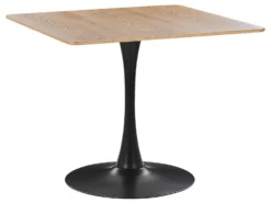 Dining Table 90 X 90 Cm Light Wood With Black BOCA