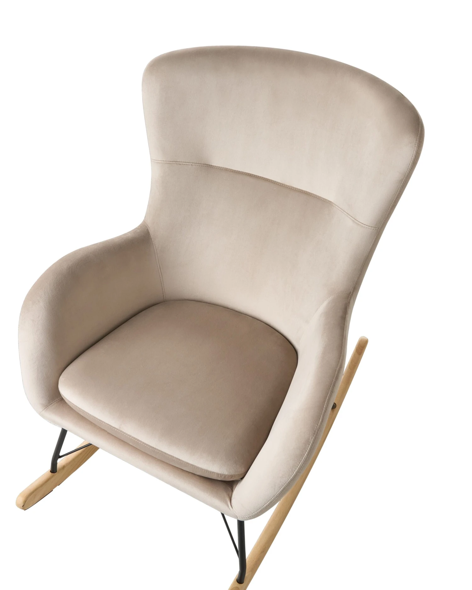 Velvet Rocking Chair Beige ELLAN - Image 5
