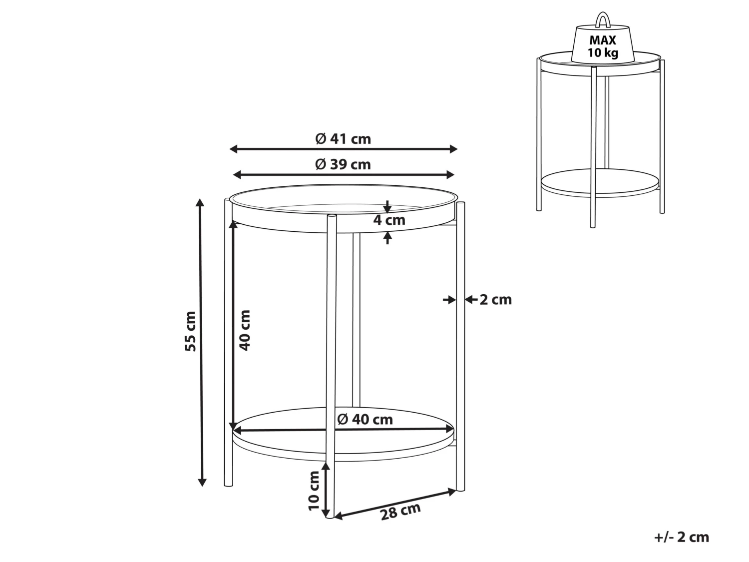 Tray Top Side Table Black With Dark Wood BORDEN - Image 9