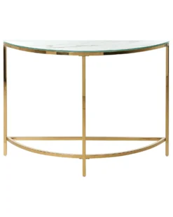 Glass Top Console Table Marble Effect White With Gold ORITA -Best Furniture Store undef src sa picid 824983 type whitesh image scaled