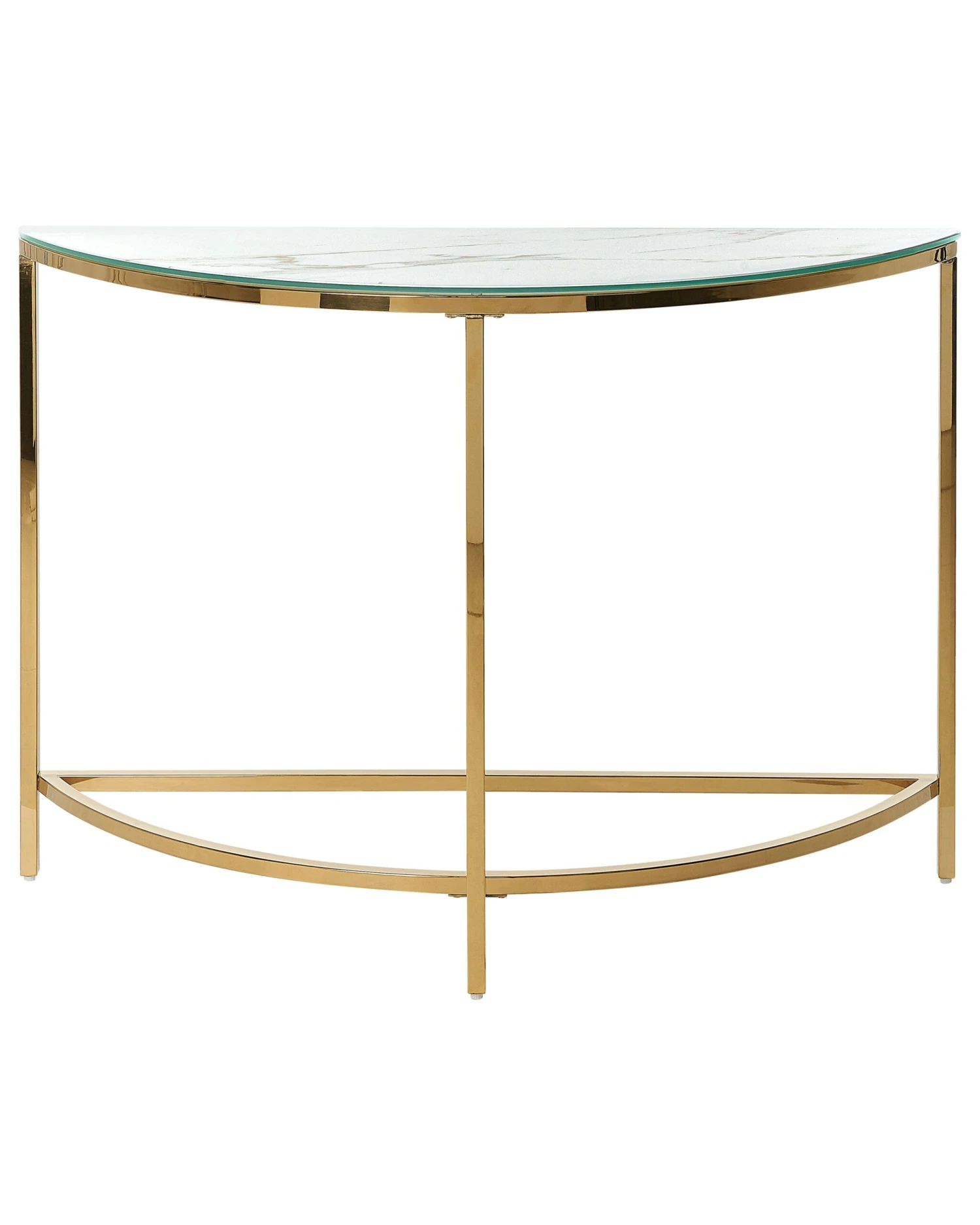 Glass Top Console Table Marble Effect White With Gold ORITA - Image 3