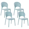 Set Of 4 Plastic Dining Chairs Blue OSTIA