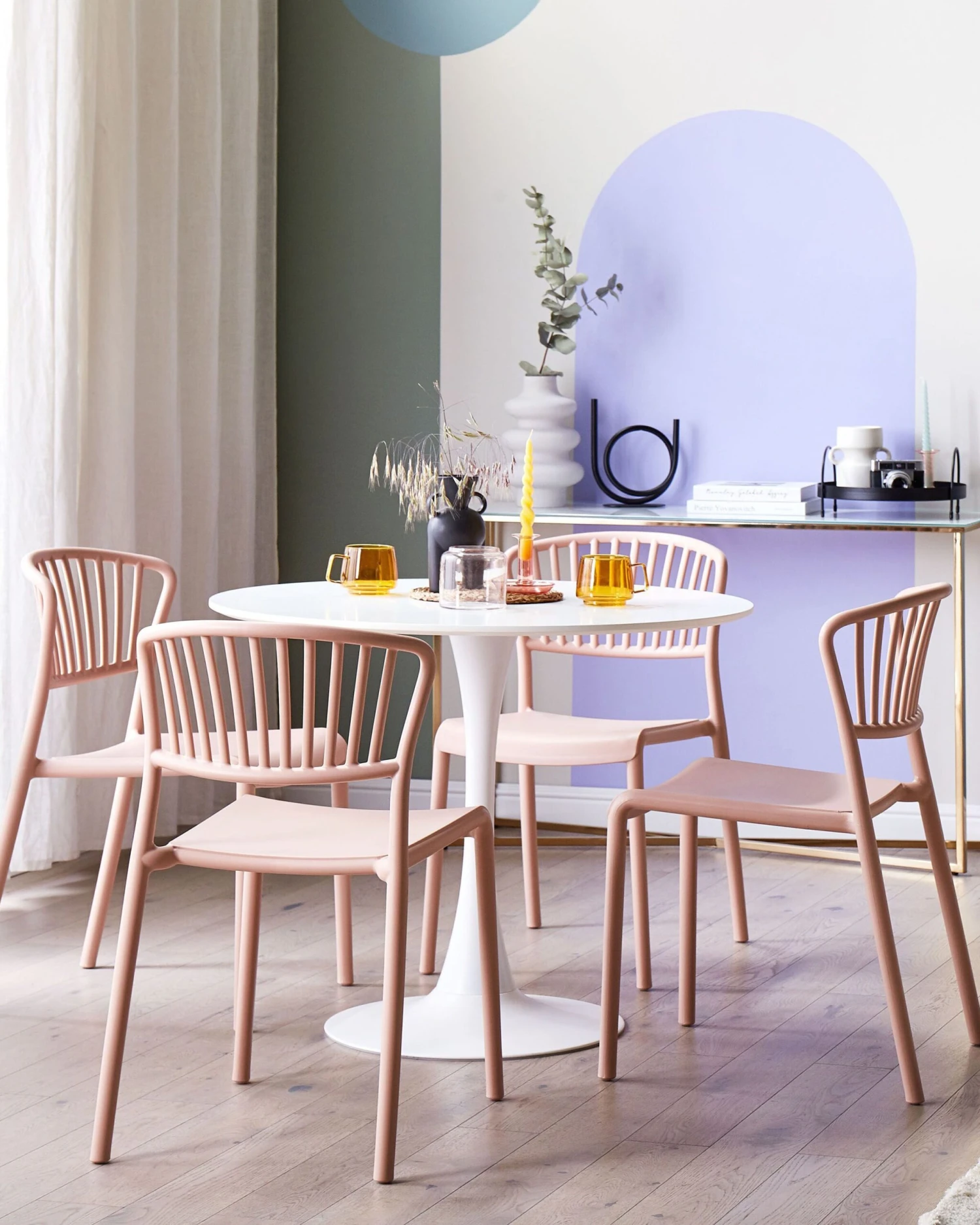 Set Of 4 Plastic Dining Chairs Pink GELA - Image 3
