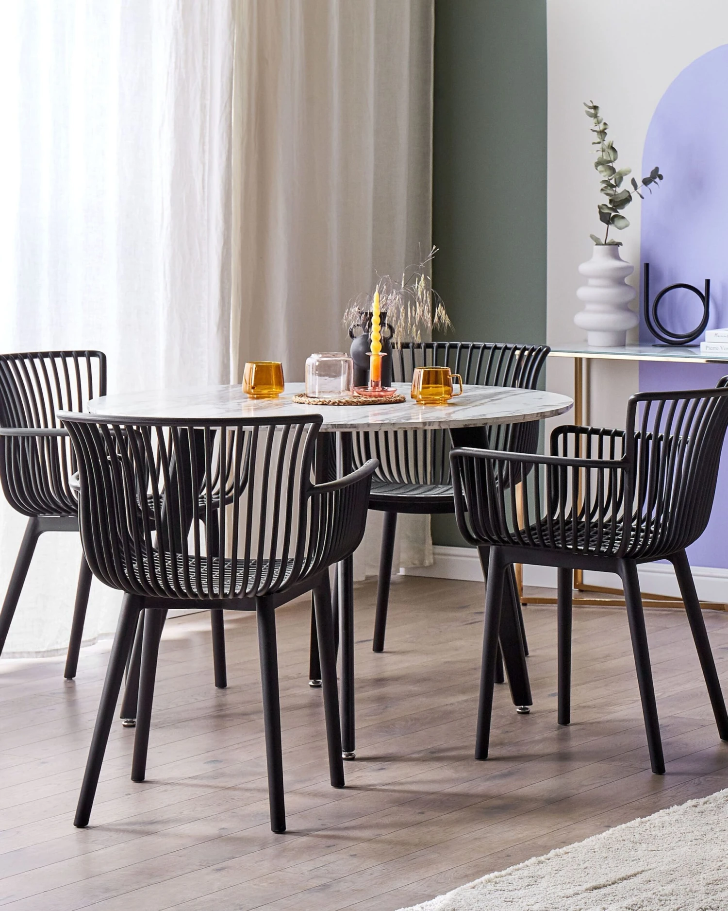 Set Of 4 Plastic Dining Chairs Black PESARO 3 Set Of 4 Plastic Dining Chairs Black PESARO - Image 3