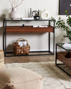 Glass Top Console Table Dark Wood And Black WACO -Best Furniture Store undef src sa picid 825576 type whitesh image scaled