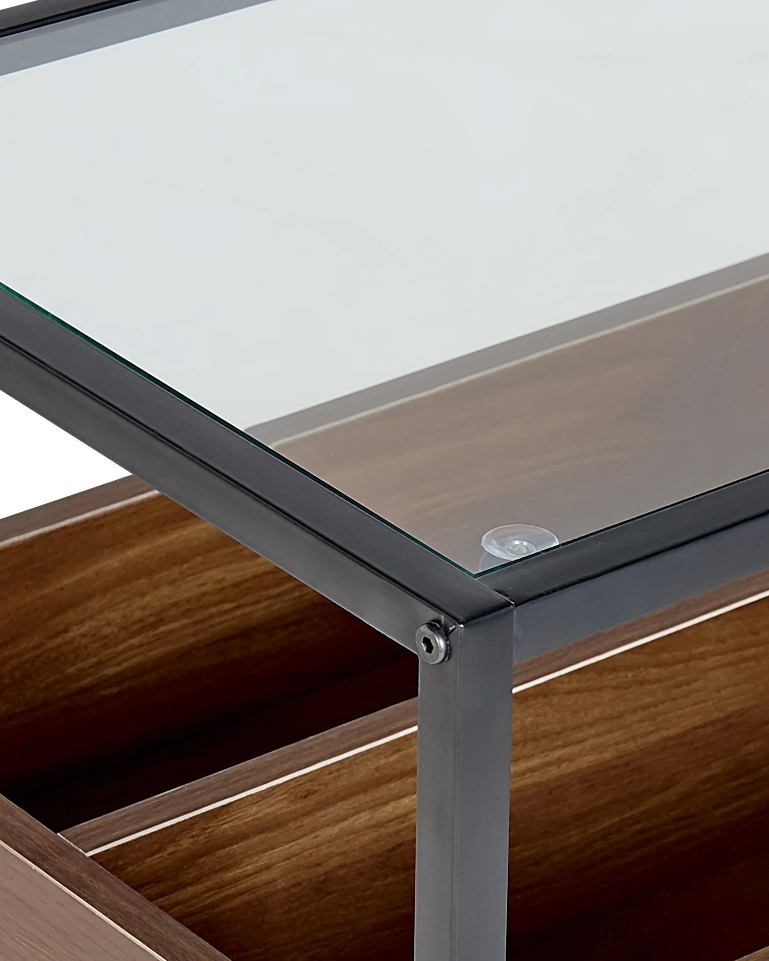 Glass Top Console Table Dark Wood And Black WACO - Image 7