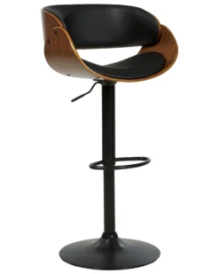 Swivel Bar Stool Dark Wood With Black BAKU II