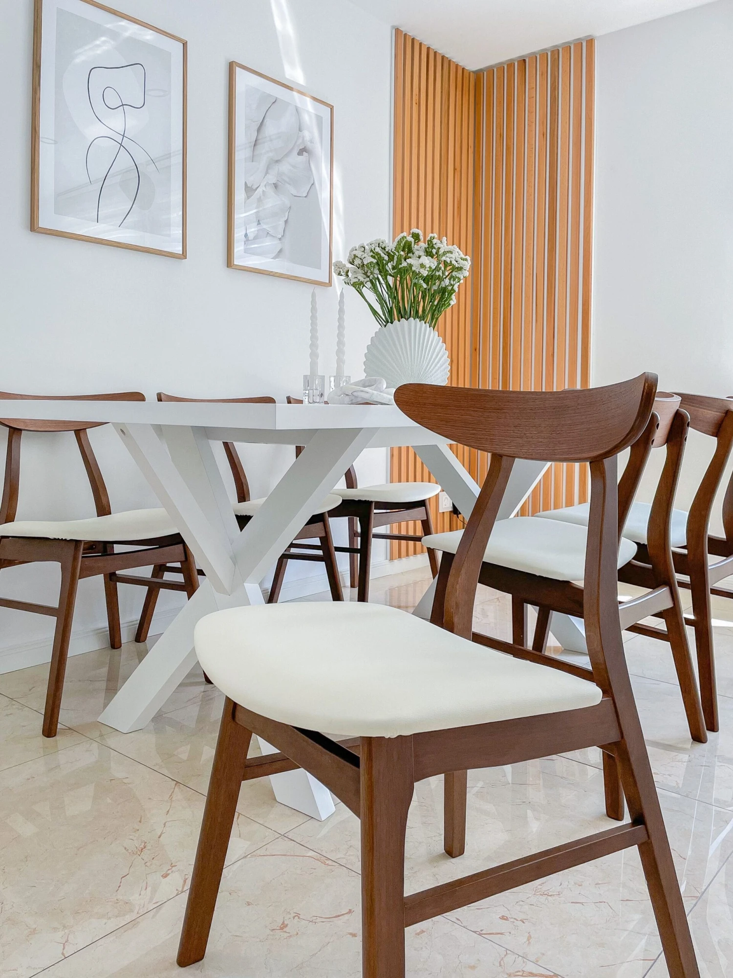 Set Of 2 Wooden Dining Chairs Faux Leather White LYNN - Image 9