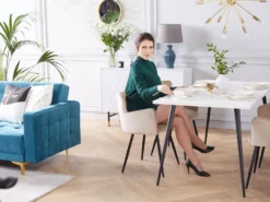 Dining Table White Marble Effect With Black SANTIAGO Various Sizes -Best Furniture Store undef src sa picid 832076 type whitesh image scaled