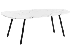 Coffee Table Marble Effect White With Black BIDDLE