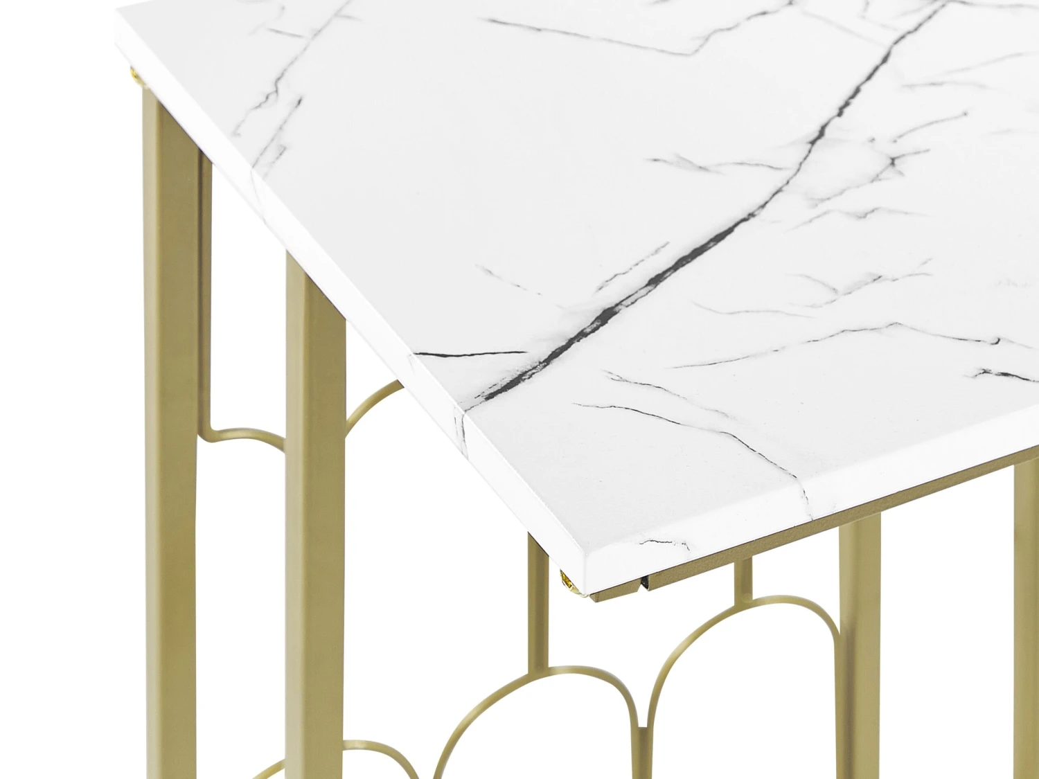 Side Table Marble Effect White With Gold PANDALE - Image 6