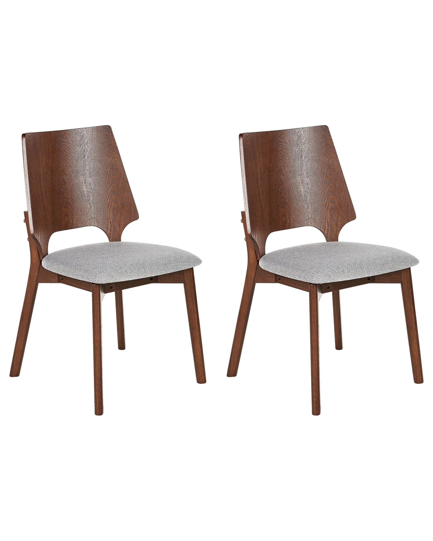 Set Of 2 Dining Chairs Dark Wood And Grey ABEE