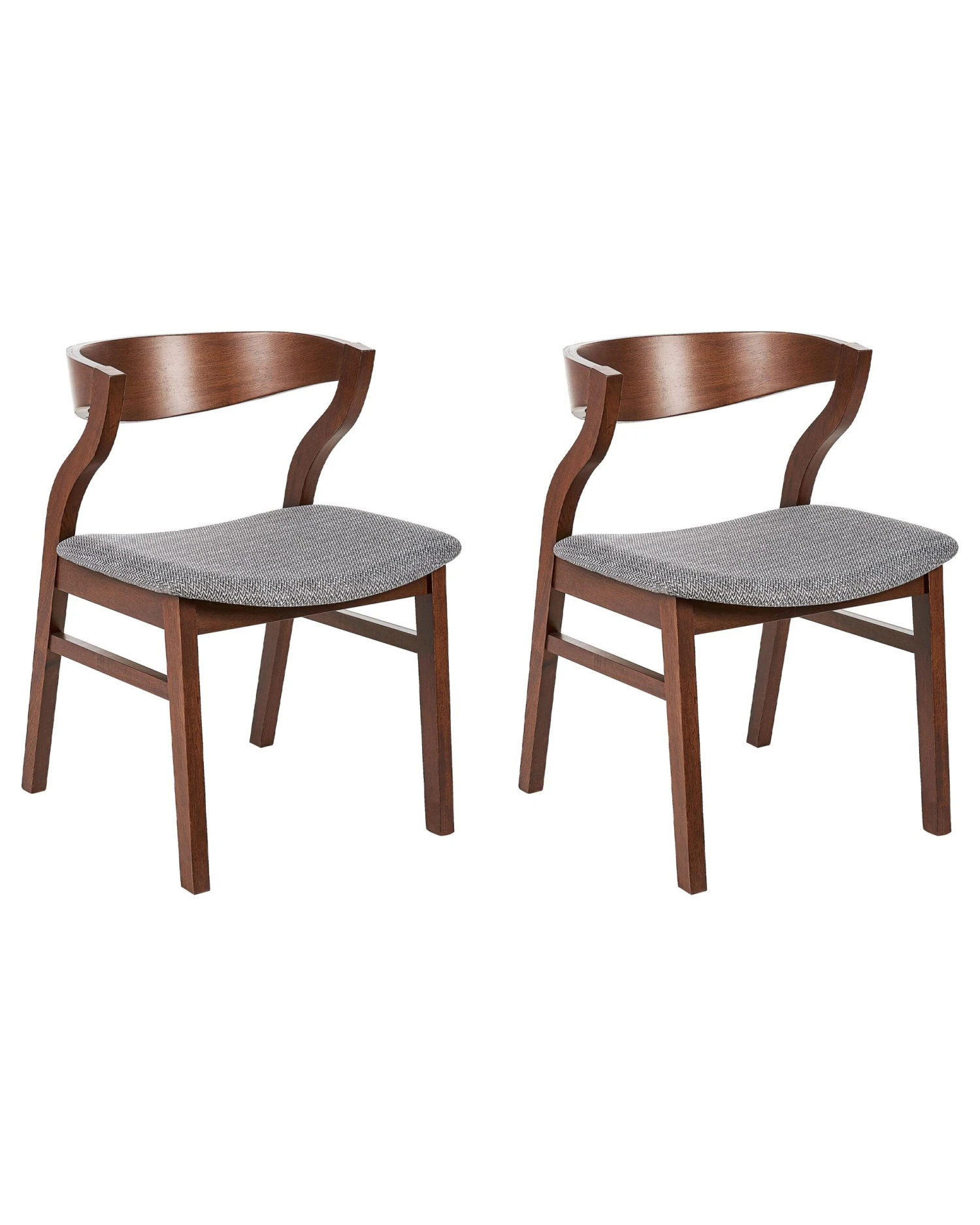 Set Of 2 Dining Chairs Dark Wood And Grey MAROA