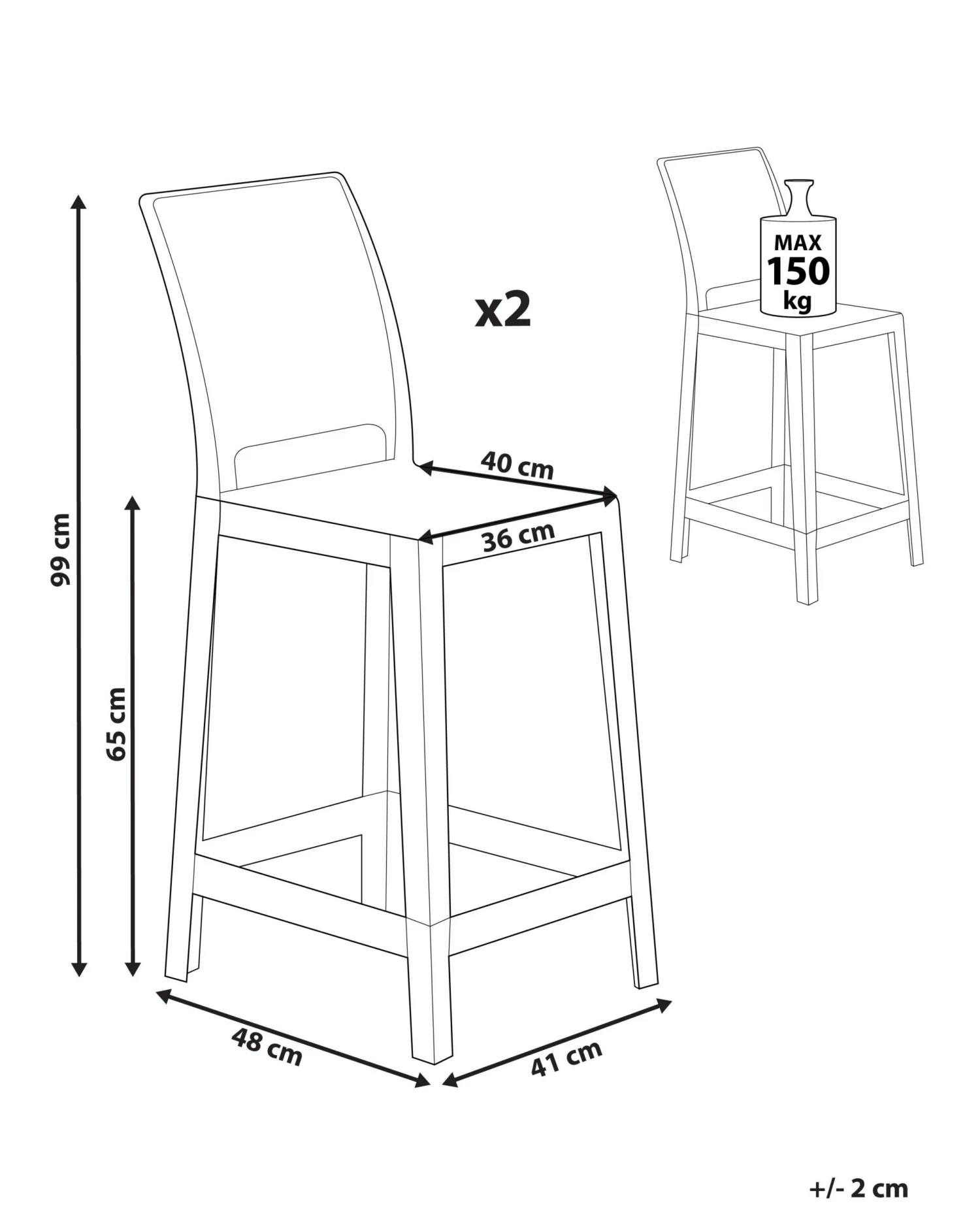 Set Of 2 Bar Chairs Transparent WELLINGTON 8 Set Of 2 Bar Chairs Transparent WELLINGTON - Image 8