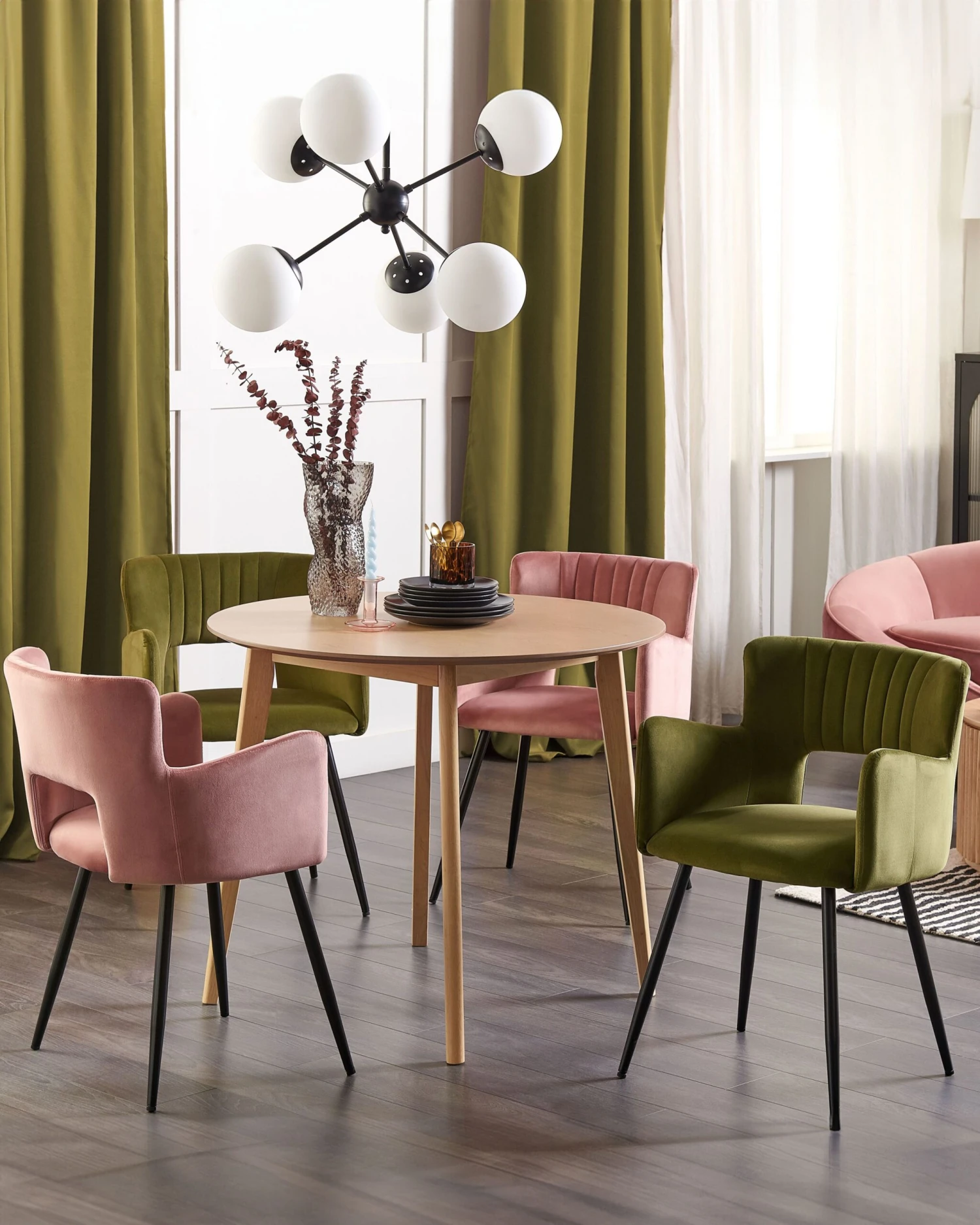 Set Of 2 Velvet Dining Chairs Olive Green SANILAC - Image 2